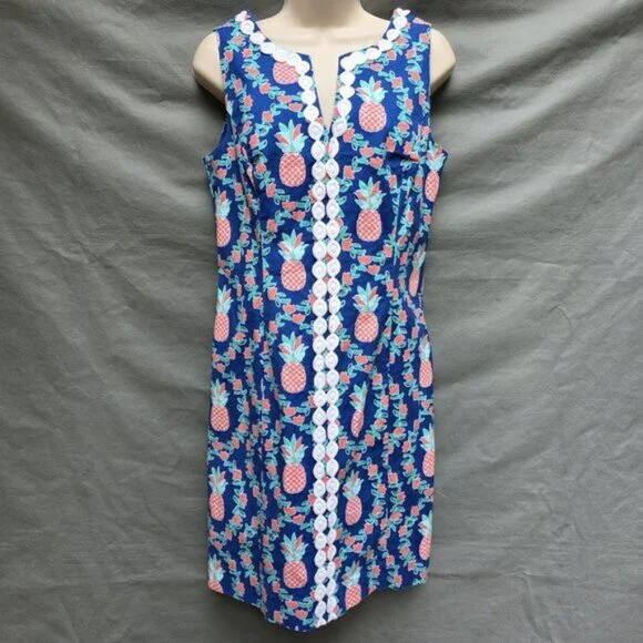 Crown & Ivy Womens US 6 Sleeveless Crochet Pineapple Tropical Sheath Shift Dress - Picture 1 of 6